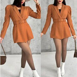 Chicme 2-in-1 Blazer with Shorts Romper Brown Size LARGE 10-12